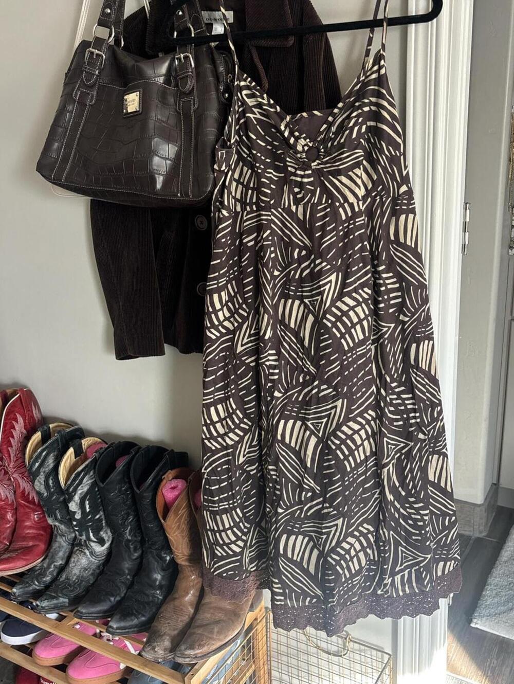 Women's Brown and Multi Casual-dress